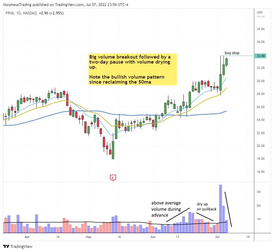 The Wagner Daily - Impressive Volume for Stock's 50-day MA Breakout 1 $PRVA