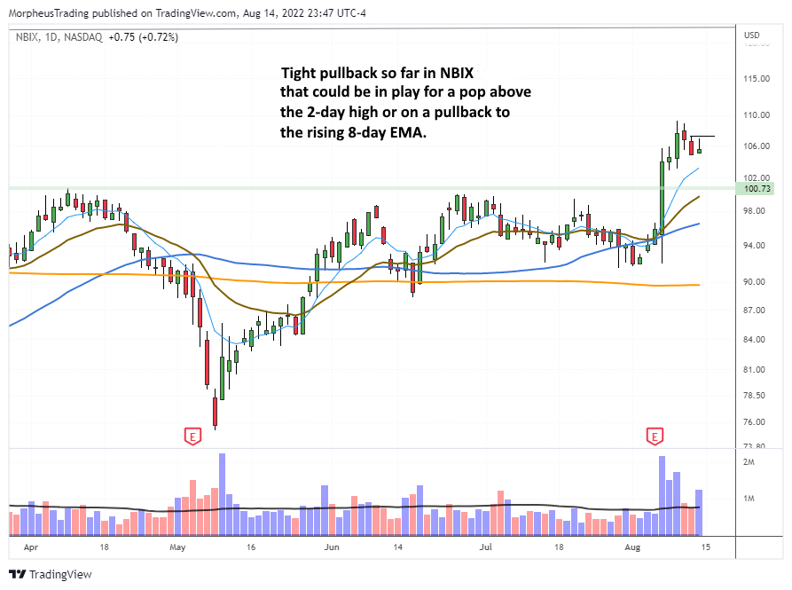 The Wagner Daily - Biotechs $NBIX, $VRTX in Play on Last Friday's High 1 NBIX daily